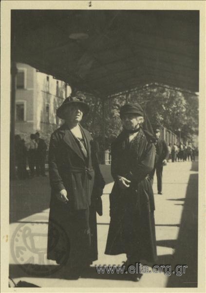 Two of Nikolaos Tompazis' aunts at a railway station
