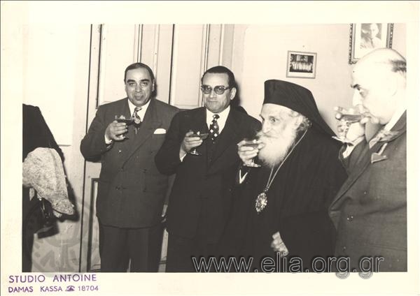 Giorgos Seferis and Grigoris Kasimatis on an occasion to honour the Bishop of Damascus (?)