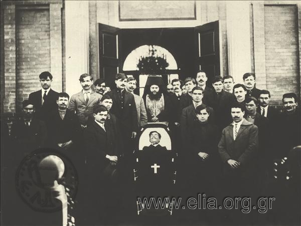 Group portrait at an immigrant's funeral.