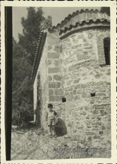 Little Dimitris next to the apse of the St. Sofia  church