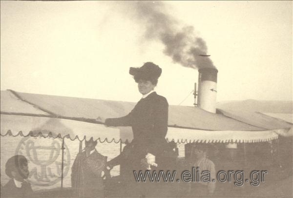 Woman boarding a steamer