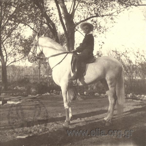 Boy on horseback, on an outing