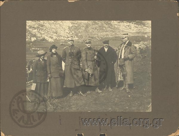 Princes Andreas and Christoforos, Princess Aliki, Spyros Matsoukas and the military officer A. Kalinskis, Balcan Wars.
