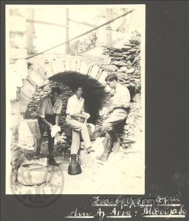 Nikolas Kalas, Andreas and Giorgos washing clothes in Skete of Agia Anna. A trip to Mt. Athos