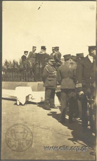 Snapshot from the ceremony for the swearing-in of the first Asia Minor army, March 15. In the centre the Commander in chief Leonidas Paraskevopoulos, commander of the Greek  occupational forces in Smyrna.