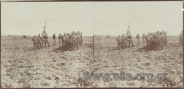 Garrison flag, infantry, summer war drills.
