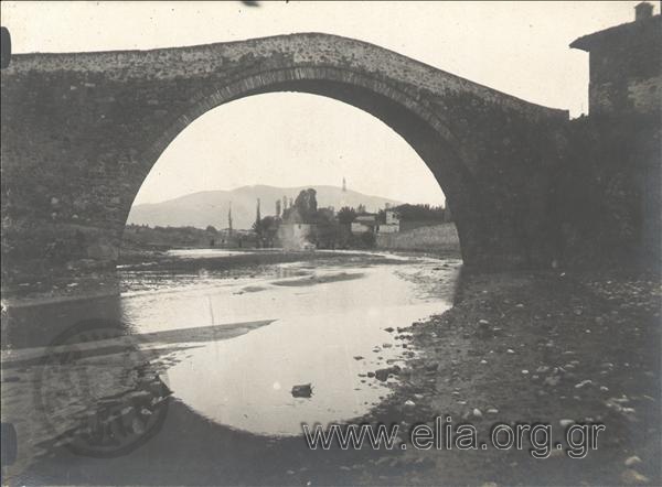 Stone bridge and settlement, Balkan Wars.