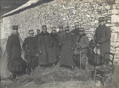 Crown Prince Konstantinos with staff officers Panagiotis Dagklis, Victor Dousmanis and Ioannis Metaxas and Princes Georgios , Paul and Nikolaos. The Balkan Wars