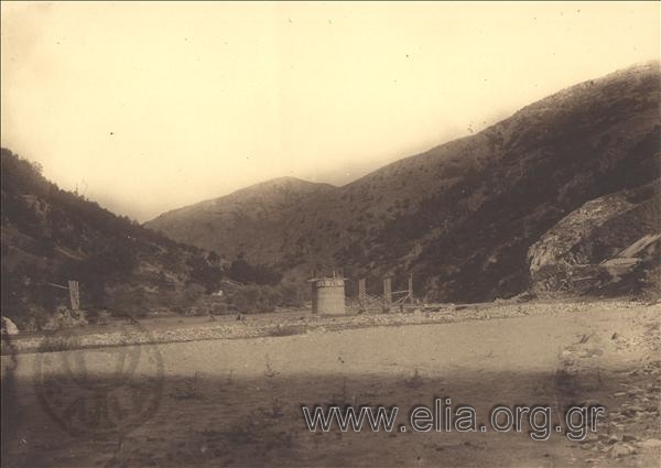 Foundation work for the construction of a bridge over Nestos River. One of the base columns