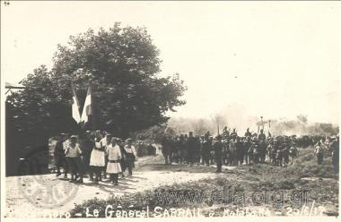 Snapshot from the reception of the French general Maurice Sarrail, commander of the Allied Forces in the area.