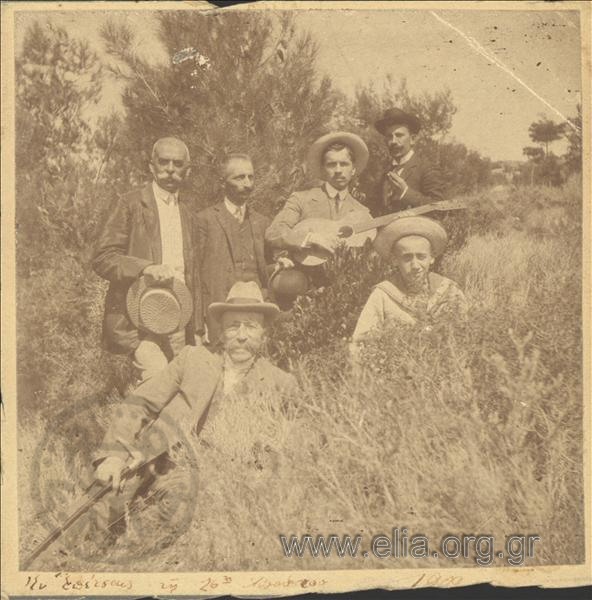 Antonis Fokas (right, with the hat) with relatives on an excursion