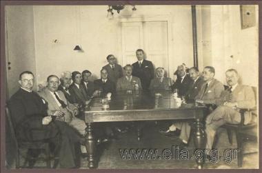 Mayor of Athens Kostas Kotzias convening with mayors at the Union of Municipalities and Communities