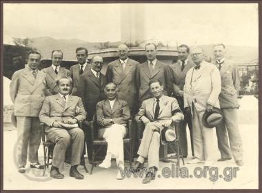 Mayor of Athens Kostas Kotzias with the German organizers of the Olympic Games