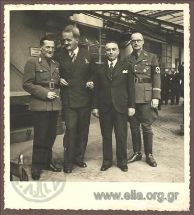 Mayor of Athens Kostas Kotzias Third Rech officers on the Mayor's visit to Greiling tobacco manufacturer