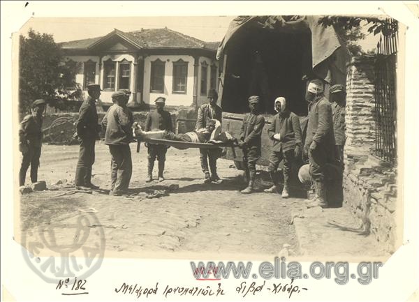 Asia Minor campaign, transport of wounded soldiers at Sivri-Hisar .