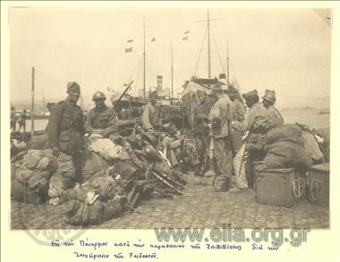 Asia Minor campaign,Greek soldiers at the harbor of Panormos are ready to embark on boats for the Rhaedestus expedition.