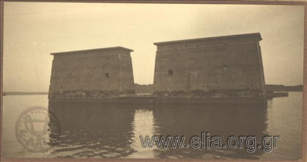 The temple on the island of Philae, near Assuan, waterlogged