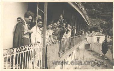 May 23. Excursionists on the balcony of the Kleistou Monastary.