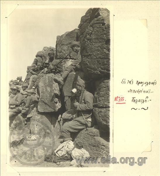 Asia Minor campaign,Greek  soldiers rest at the Basrikoy  - Polatli outposts.