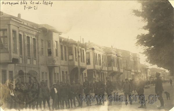 Asia Minor campaign,Greek  soldiers on a central street of Eski Sehir.