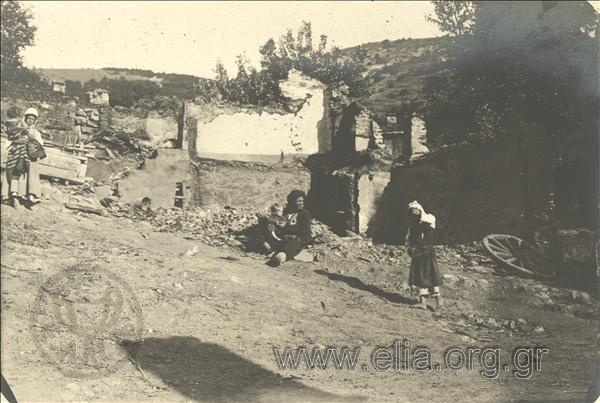 Balkan Wars. - House at Karabag destroyed by Bulgarian troops