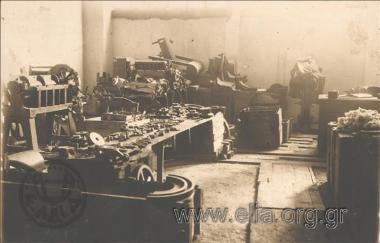 Interior view  of a turnery.