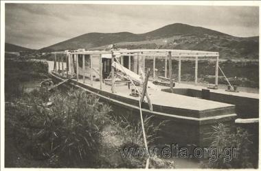 Drainage work at Lake Xyniada: assemblage and fitting into position of devices designed by Michail Sykoki for dredger 