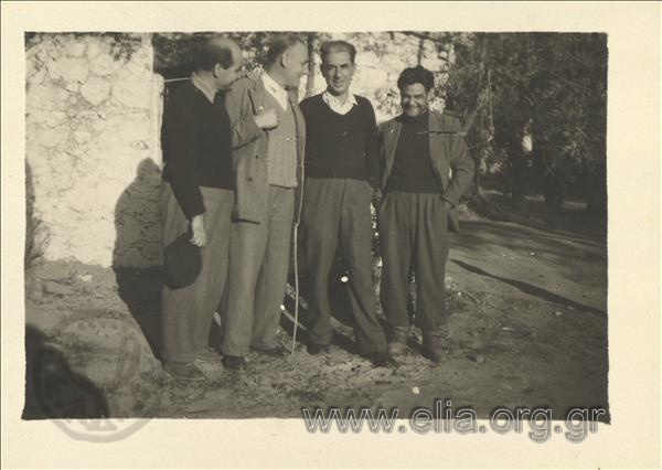 Exiles. From left: Giolasis, Tzavalas Karousos, Dimitris Fotiadis, Theodoros Karolos