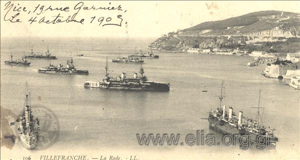 Naval ships at the naval base of Villefranche.