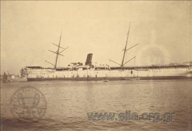 Ship of the company Messageries stranded next to the right mole of harbour.