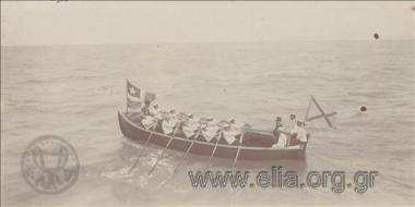 Ο ύπατος αρμοστής Αλέξανδρος Ζαΐμης και ο υπασπιστής του πάνω σε λέμβο του 