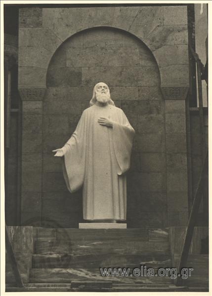 Statue of Chrisostomou Smyrnis on its pedestal