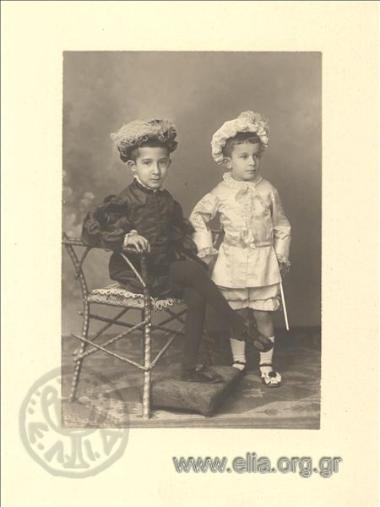 Lambros and Konstantinos Eftaxias in fancy dress