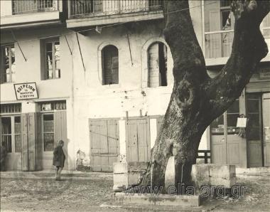 Street in town; on the left, 