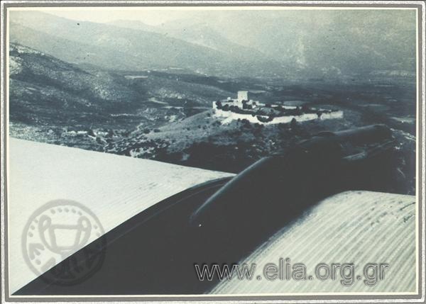 Kastro - view from an airplane of the Greek  Air Transport Company.
