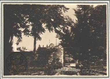 Garden - Aslan Pasa Mosque in the background.