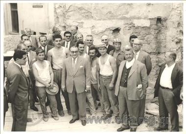Minister for Employment Aristidis Dimitratos at the foundation stone laying ceremony of T.S.E.Y.P. hotel in Piraios Street