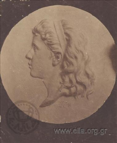 Medal bearing a female portrait in relief. Work by Kostas Dimitriadis.
