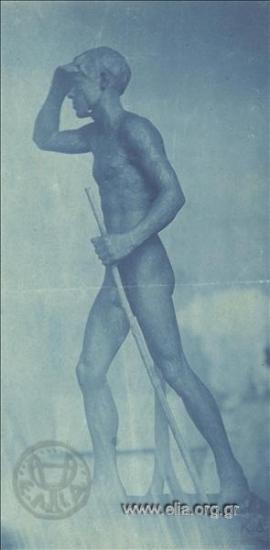 Finished clay model of a youth's statue by Kostas Dimitriadis