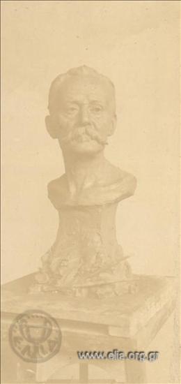 Finished model of a male bust portrait by Kostas Dimitriadis