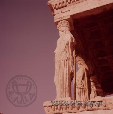 Ακρόπολη, Ερέχθειο. Το πρόστυλο των Καρυάτιδων.