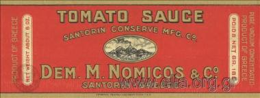 Dem. M. Nomicos & Co?tomato sause (sic)