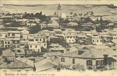 Souvenir de Zante. Une vue de Zante en neige.