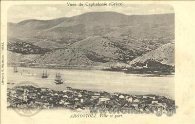 Vue de Cephalonie. Grèce. Argostoli, Ville et port.
