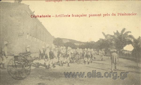 Céphalonie - Artillerie francaise passant près du Pénitencier