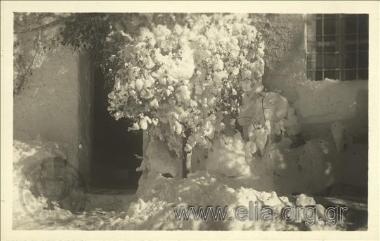 Χιονισμένη είσοδος σπιτιού.