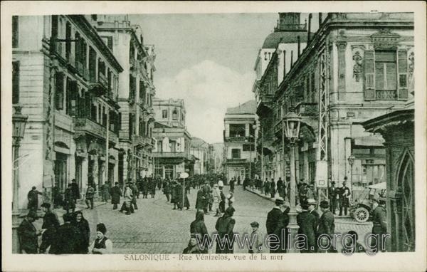 Salonique - Rue Vénizélos, vue de la mer.