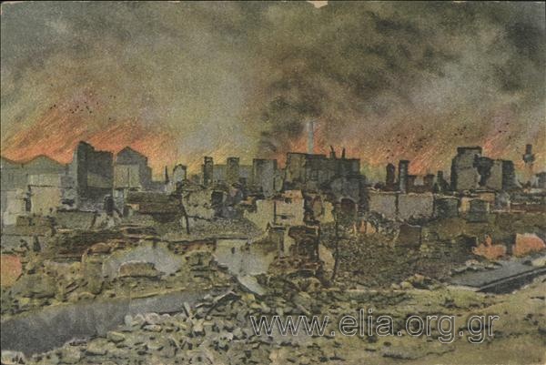 Salonique - Ville haute, partie incendiée.