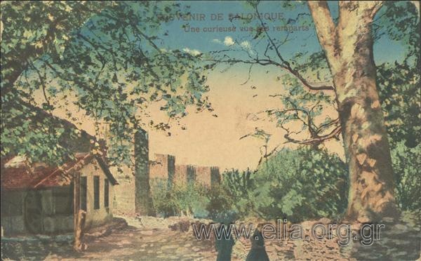 Souvenir de Salonique - Une curieuse vue des remparts.