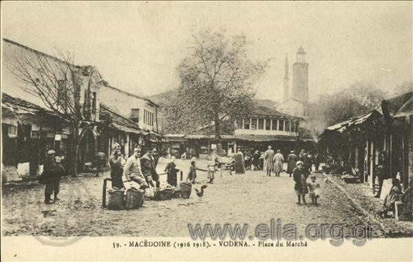 Macédoine (1916-1918). - Vodena.place du Marché.